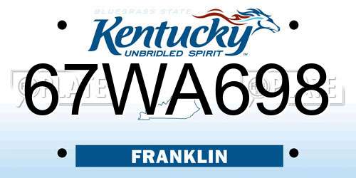 67WA698 Kentucky License Plate