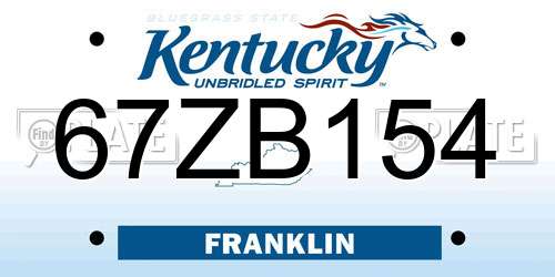 67ZB154 Kentucky License Plate