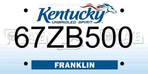 67ZB500 Kentucky License Plate