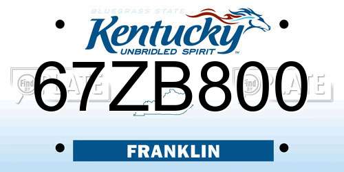 67ZB800 Kentucky License Plate