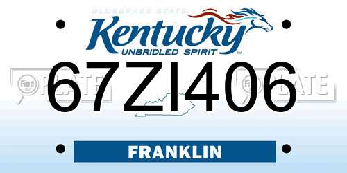 67ZI406 Kentucky License Plate