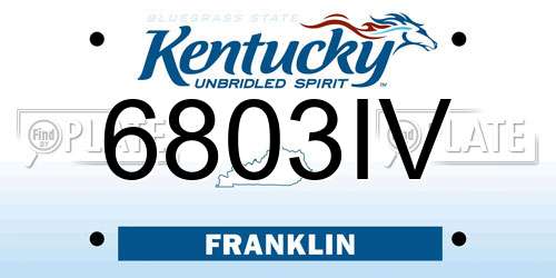 6803IV Kentucky License Plate
