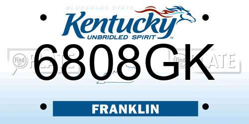 6808GK Kentucky License Plate