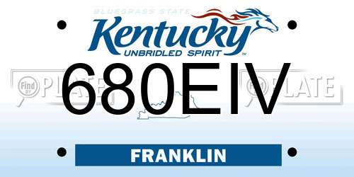 680EIV Kentucky License Plate