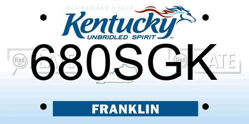 680SGK Kentucky License Plate