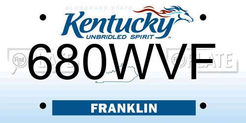 680WVF Kentucky License Plate