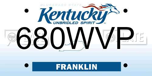 680WVP Kentucky License Plate