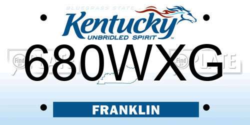 680WXG Kentucky License Plate
