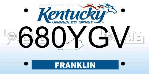 680YGV Kentucky License Plate