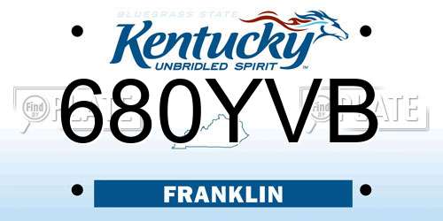 680YVB Kentucky License Plate