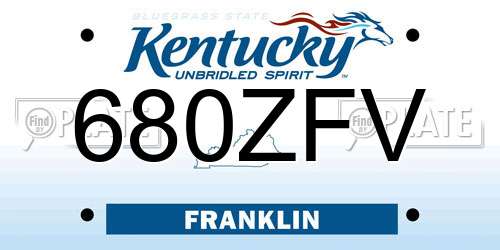 680ZFV Kentucky License Plate
