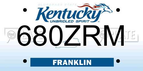 680ZRM Kentucky License Plate