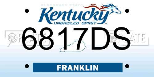 6817DS Kentucky License Plate