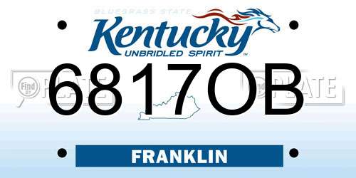 6817OB Kentucky License Plate