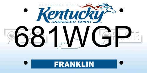 681WGP Kentucky License Plate