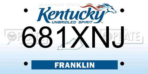 681XNJ Kentucky License Plate