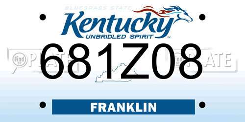 681Z08 Kentucky License Plate