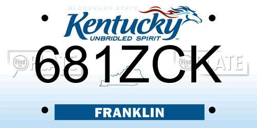 681ZCK Kentucky License Plate