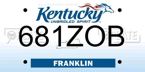 681ZOB Kentucky License Plate