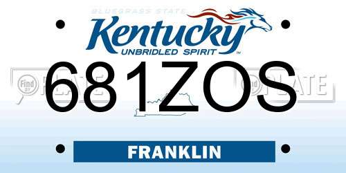 681ZOS Kentucky License Plate