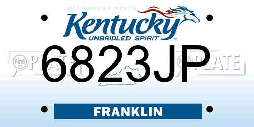 6823JP Kentucky License Plate