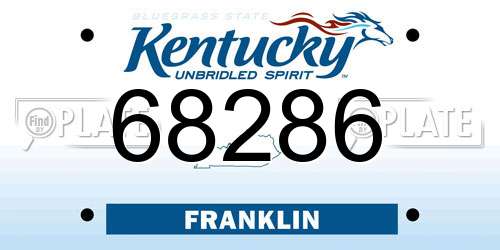 68286 Kentucky License Plate