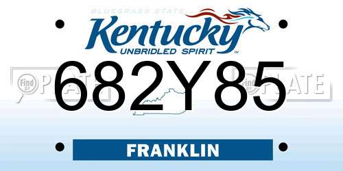 682Y85 Kentucky License Plate