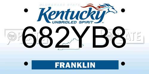 682YB8 Kentucky License Plate