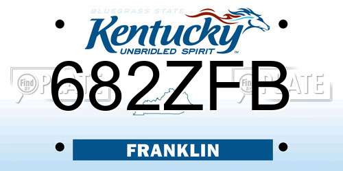 682ZFB Kentucky License Plate