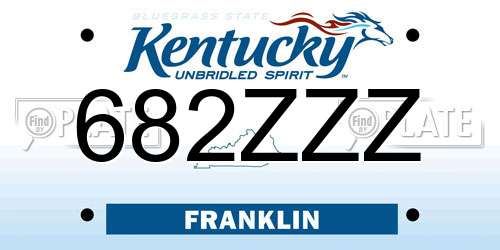 682ZZZ Kentucky License Plate