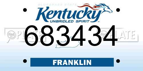683434 Kentucky License Plate