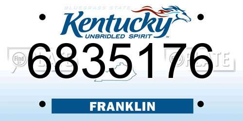 6835176 Kentucky License Plate
