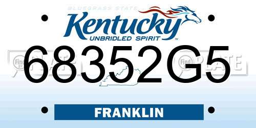 68352G5 Kentucky License Plate