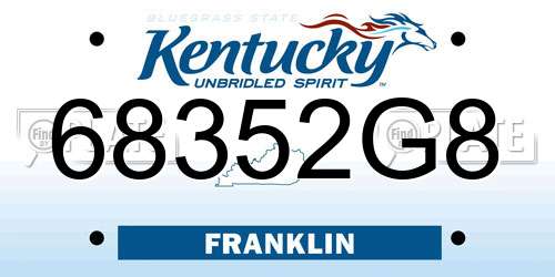 68352G8 Kentucky License Plate