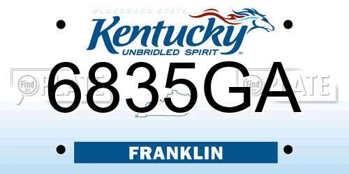 6835GA Kentucky License Plate