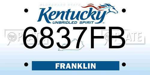 6837FB Kentucky License Plate
