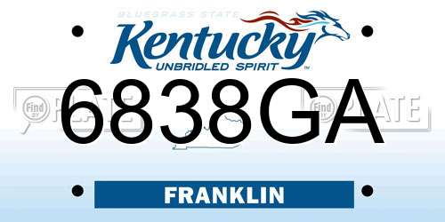6838GA Kentucky License Plate