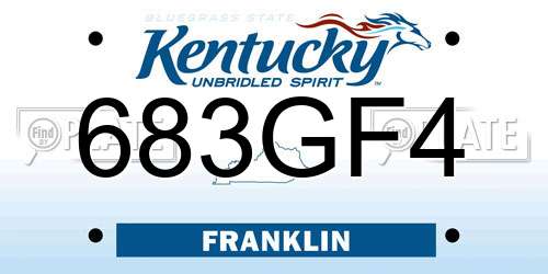 683GF4 Kentucky License Plate