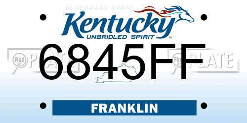 6845FF Kentucky License Plate