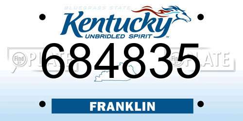 684835 Kentucky License Plate