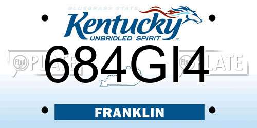 684GI4 Kentucky License Plate