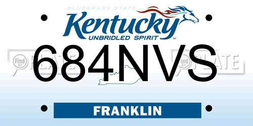 684NVS Kentucky License Plate