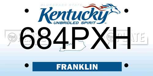 684PXH Kentucky License Plate
