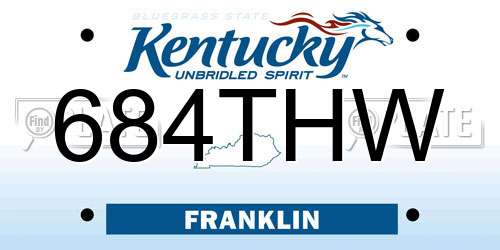684THW Kentucky License Plate