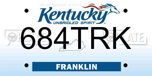 684TRK Kentucky License Plate