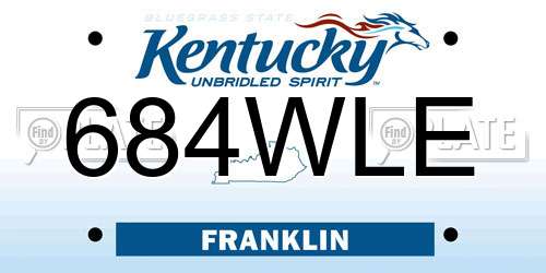 684WLE Kentucky License Plate