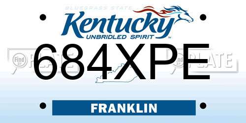 684XPE Kentucky License Plate