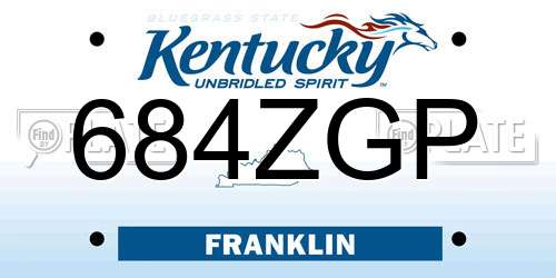 684ZGP Kentucky License Plate