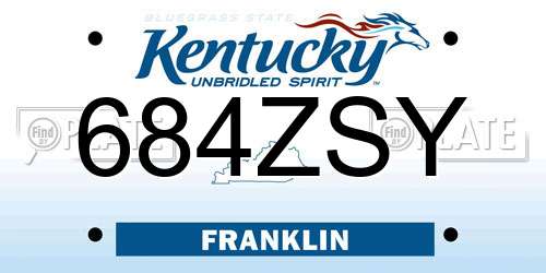 684ZSY Kentucky License Plate