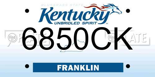 6850CK Kentucky License Plate